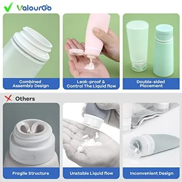 Valourgo Travel Bottles - Leak-Proof, TSA Approved & Stylish