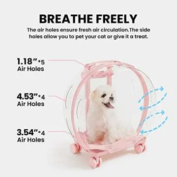 VETRESKA Pet Carrier with 2 Mats, Pink Pet Transport Luggage with Wheels and Telescopic Handle, Pet Travel Carrier for Small & Medium Dogs/Cats