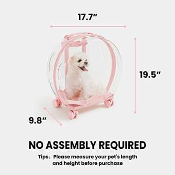 VETRESKA Pet Carrier with 2 Mats, Pink Pet Transport Luggage with Wheels and Telescopic Handle, Pet Travel Carrier for Small & Medium Dogs/Cats
