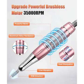 Nail Drills for Acrylic Nails Professional 35000rpm,JUEMEL Electric Nail File Machine 36W,Nail Drill...