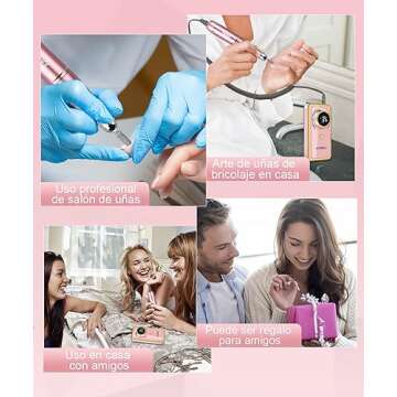 Nail Drills for Acrylic Nails Professional 35000rpm,JUEMEL Electric Nail File Machine 36W,Nail Drill Kits 120pcs for Home and Salon,Rechargeable Efile for Gel Nails,Acrylic,Manicure,Polishing Shape