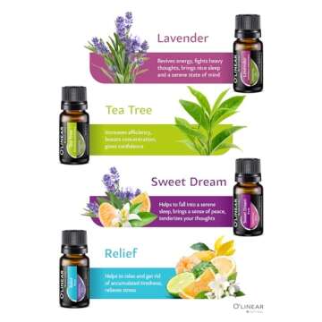 Top 8 Essential Oils Set for Diffuser for Home Aromatherapy Kit with Lavender, Peppermint, Eucalyptus, Tea Tree, Rosemary, Orange, Relief and Sweet Dreams Blends for Humidifiers Natural Pack