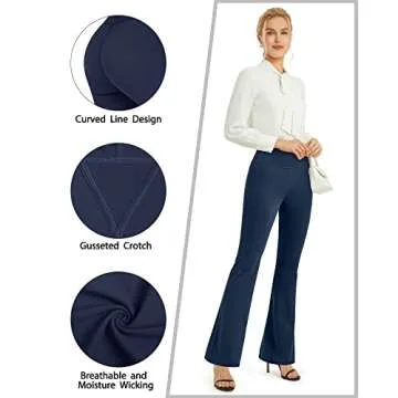 Promover Yoga Pants for Women Bootcut Golf Pants High Waist Flare Leggings (Navy-31,M-1)