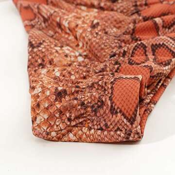 MOSHENGQI Women Sexy Brazilian Bikini 2 Piece Spaghetti Strap Top Thong Swimsuit Bathing Suit(Medium,Brown Snake-print)
