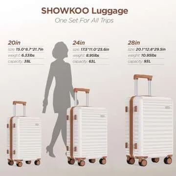 SHOWKOO 3-Piece Hardside Luggage Set with Spinner Wheels