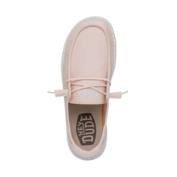 Hey Dude Women's Wendy Slub Canvas Pink Size 8 | Women's Shoes | Women's Slip On Shoes | Comfortable & Light-Weight