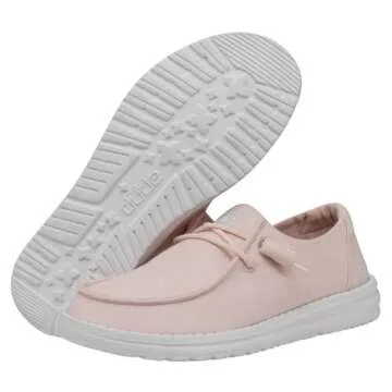 Hey Dude Women's Wendy Slub Canvas Pink Size 8 | Women's Shoes | Women's Slip On Shoes | Comfortable & Light-Weight