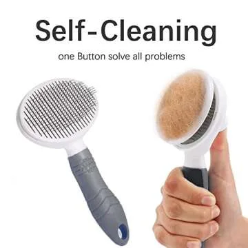 Cat Self Cleaning Slicker Brush, Pets Skin Friendly Cat Brush for Dogs Cats Grooming Brush Tool Easy to Remove Loose Undercoat, Mats Tangled Hair Slicker Massage Cats Hair Brush -UPGRADED
