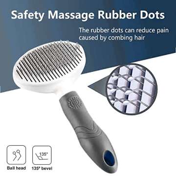 Cat Self Cleaning Slicker Brush, Pets Skin Friendly Cat Brush for Dogs Cats Grooming Brush Tool Easy to Remove Loose Undercoat, Mats Tangled Hair Slicker Massage Cats Hair Brush -UPGRADED