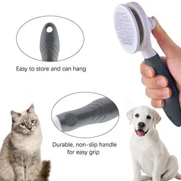 Cat Self Cleaning Slicker Brush, Pets Skin Friendly Cat Brush for Dogs Cats Grooming Brush Tool Easy to Remove Loose Undercoat, Mats Tangled Hair Slicker Massage Cats Hair Brush -UPGRADED