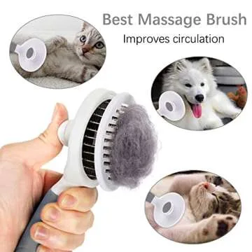 Cat Self Cleaning Slicker Brush, Pets Skin Friendly Cat Brush for Dogs Cats Grooming Brush Tool Easy to Remove Loose Undercoat, Mats Tangled Hair Slicker Massage Cats Hair Brush -UPGRADED