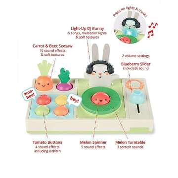 Skip Hop Baby Musical DJ Set Toy with Lights, Songs, Sound Effects, and Soft Textures, Farmstand Let The Beet Drop DJ Set