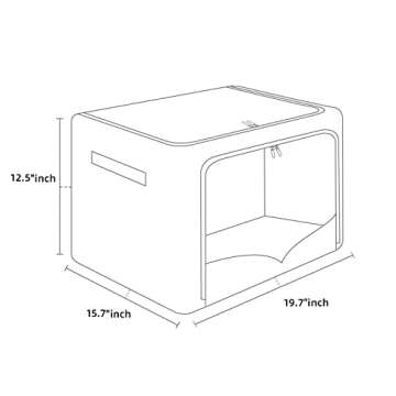 2 Pack Clothes Storage Bins Foldable Metal Frame Storage Box Stackable Linen Fabric Box Organizer Se...