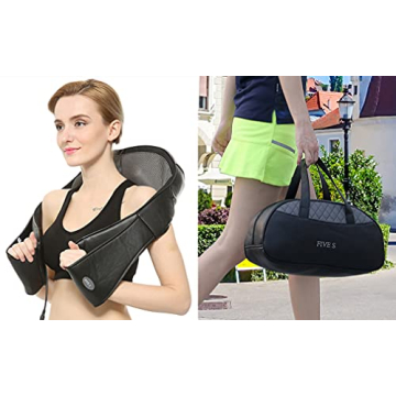FIVE S FS8801-BLK Shiatsu Neck and Back Massager with Heat Deep Kneading Massage for Neck, Shoulders, Back, Legs, Feet for Home, Office, Car - Black