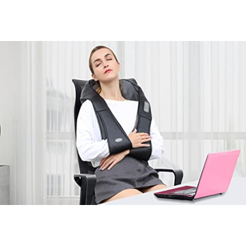 FIVE S FS8801-BLK Shiatsu Neck and Back Massager with Heat Deep Kneading Massage for Neck, Shoulders, Back, Legs, Feet for Home, Office, Car - Black