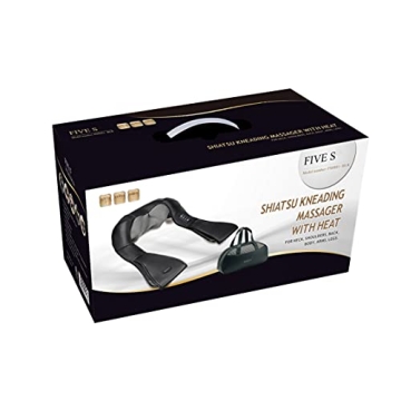 FIVE S FS8801-BLK Shiatsu Neck and Back Massager with Heat Deep Kneading Massage for Neck, Shoulders, Back, Legs, Feet for Home, Office, Car - Black