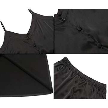 Womens Short Satin Pajamas Set Sexy Camisole Sets Silk Lingerie Sleepwear