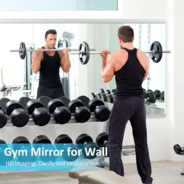 yarnuwa Gym Mirror, 56X16 Inch 3Pcs Large Home Gym Mirror, Frameless Wall Miiror, Tempered Glass Dance Mirror, Fitness Mirror, Wall Mounted Mirror for Gym, Yoga Dancing Studio, Living Room