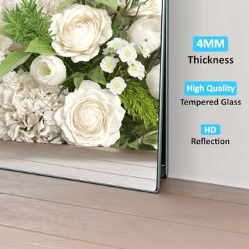 yarnuwa Gym Mirror, 56X16 Inch 3Pcs Large Home Gym Mirror, Frameless Wall Miiror, Tempered Glass Dance Mirror, Fitness Mirror, Wall Mounted Mirror for Gym, Yoga Dancing Studio, Living Room