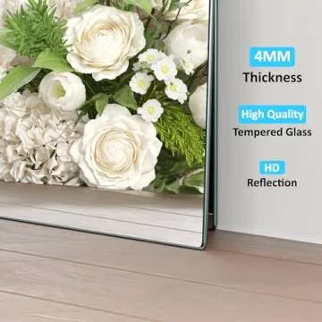 yarnuwa Gym Mirror, 56X16 Inch 3Pcs Large Home Gym Mirror, Frameless Wall Miiror, Tempered Glass Dance Mirror, Fitness Mirror, Wall Mounted Mirror for Gym, Yoga Dancing Studio, Living Room