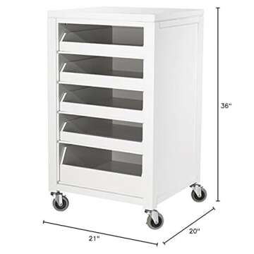 Martha Stewart Living Craft Space Cart with Pull Out Trays, 36" HX21 WX20 D, Picket Fence