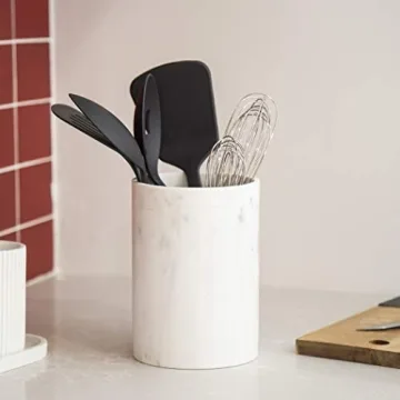 Stylish BINO Kitchen Utensil Holder in Matte Marble