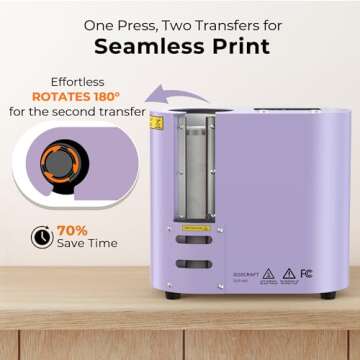 GO2CRAFT Auto Seamless Tumbler Heat Press Machine, Automatic Rotation Advanced Cup Heat Press with Fast & Even Heating, 4 Memory Modes for 11-30oz Sublimation Tumblers, Mug, Glasses(Purple)