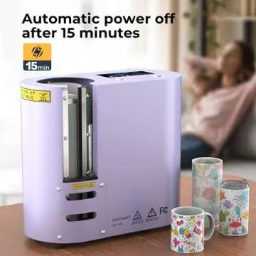 GO2CRAFT Auto Seamless Tumbler Heat Press Machine, Automatic Rotation Advanced Cup Heat Press with Fast & Even Heating, 4 Memory Modes for 11-30oz Sublimation Tumblers, Mug, Glasses(Purple)