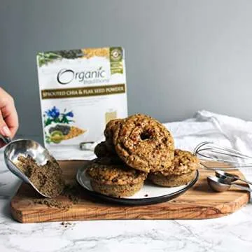 Organic Traditions Sprouted Chia and Flax Seed Powder Organic Chia and Organic Flax for Plant Based Non-GMO Superfood 454g/16oz Bag