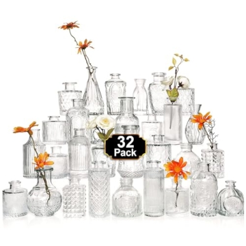 Arme Glass Bud Vase Set of 32 Pcs for Elegant Décor