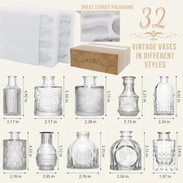 Arme Glass Bud Vase Set of 32 Pcs for Elegant Décor