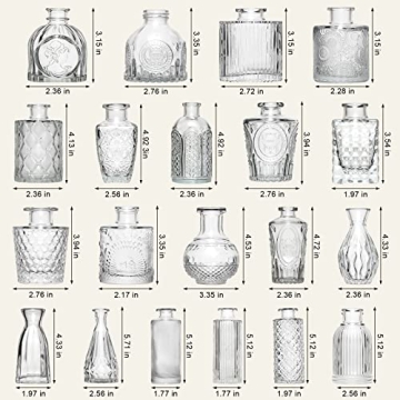 Arme Glass Bud Vase Set of 32 Pcs for Elegant Décor