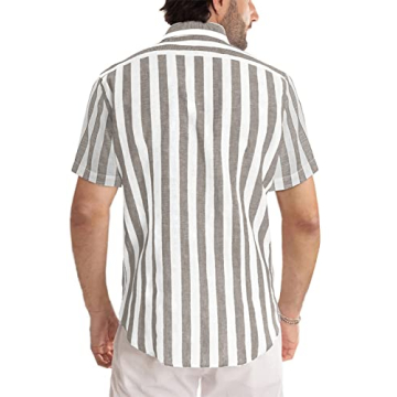 Stylish JMIERR Men's Striped Summer Button-Up Shirt