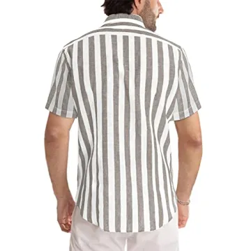 Stylish JMIERR Men's Striped Summer Button-Up Shirt