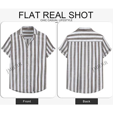 Stylish JMIERR Men's Striped Summer Button-Up Shirt