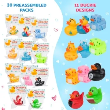 30 Rubber Duckies with Valentine's Cards for Kids