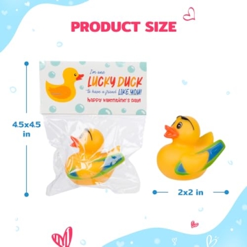 30 Rubber Duckies with Valentine's Cards for Kids