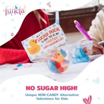 30 Rubber Duckies with Valentine's Cards for Kids