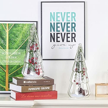 15in Glass Christmas Tree Set with LED Lights - 2 PCS