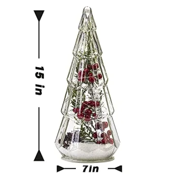 15in Glass Christmas Tree Set with LED Lights - 2 PCS
