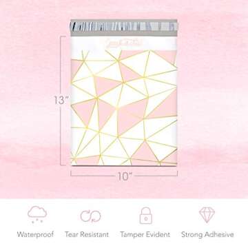 Pack It Chic - 10X13 (100 Pack) Mosaic Triangle Poly Mailer Envelope Plastic Custom Mailing & Shipping Bags - Self Seal
