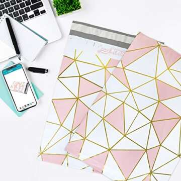 Pack It Chic - 10X13 (100 Pack) Mosaic Triangle Poly Mailer Envelope Plastic Custom Mailing & Shipping Bags - Self Seal