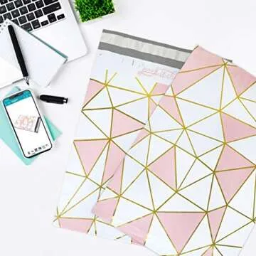 Pack It Chic - 10X13 (100 Pack) Mosaic Triangle Poly Mailer Envelope Plastic Custom Mailing & Shipping Bags - Self Seal