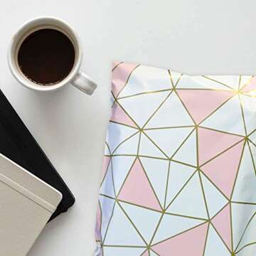 Pack It Chic - 10X13 (100 Pack) Mosaic Triangle Poly Mailer Envelope Plastic Custom Mailing & Shipping Bags - Self Seal