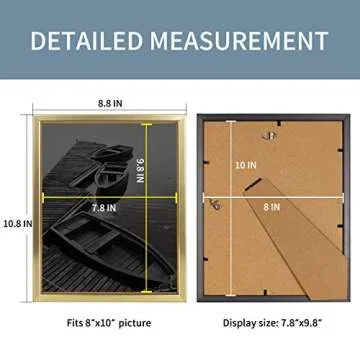 Giverny 8x10 Picture Frames, Gold Photo Frames for Wall or Tabletop Display, Simple Design Glossy Fi...