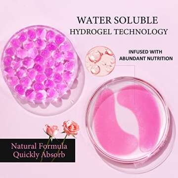 PEAUAMIE Under Eye Patchs Rose Eye Mask for Dark Circles and Puffiness Wrinkle Eye Bags 30 Pairs