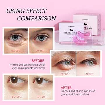 PEAUAMIE Under Eye Patchs Rose Eye Mask for Dark Circles and Puffiness Wrinkle Eye Bags 30 Pairs