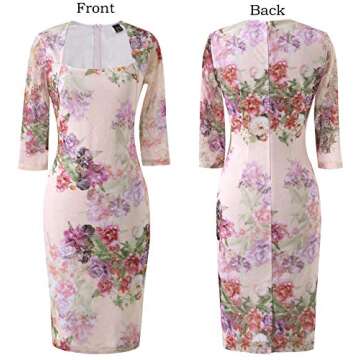 VFSHOW Womens Work Business Square Neck Bodycon Dress Office Retro Elegant Slim Fitted Pencil Sheath Dress