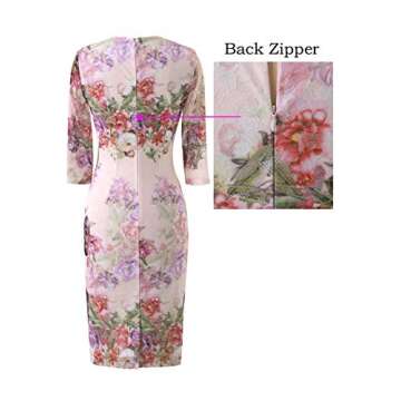 VFSHOW Womens Work Business Square Neck Bodycon Dress Office Retro Elegant Slim Fitted Pencil Sheath Dress