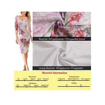 VFSHOW Womens Work Business Square Neck Bodycon Dress Office Retro Elegant Slim Fitted Pencil Sheath Dress